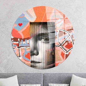 Girl Graffiti Tempered Glass Wall Art: Modern Street Art Decor