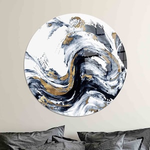 Tempered Glass,Glass Wall Art Modern,Alcohol Ink Glass Printing,Wall Decor,Modern Glass Wall,White Gold Marble Glass Wall,