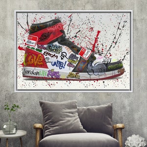 Sneaker Graffiti Art: Oversized Canvas Wall Hanging