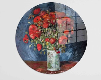 Van Gogh Poppies Glass Wall Art: Tempered Glass Reproduction
