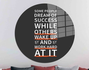 Tempered Glass Wall Art: Success Quote, Inspirational Office Decor
