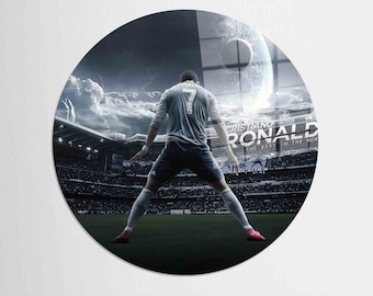 Arte mural de vidrio templado de Cristiano Ronaldo: Decoración deportiva moderna