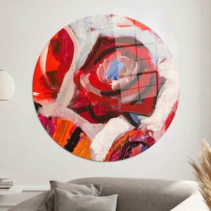 Glass Wall Art Modern,Rose Wall Art,Abstract Rose Painting,Glass Wall Art,Tempered Glass,Abstract Rose Glass Decor,
