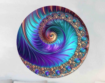 Fraktal Wandkunst aus gehärtetem Glas: Abstraktes Spiraldesign