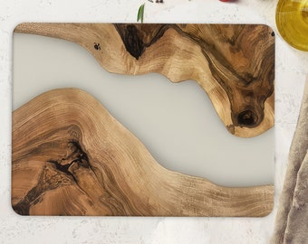 Resin Chopping Board, Epoxy Resin and Woodgrain Glass Print Chopping Board, Modern Serving Board, Epoxy Chopping Board, Chopping Board,