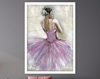 Ballerina Tempered Glass Wall Art: Modern Dancer Girl Room Decor