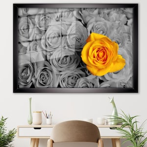 Floral Wall Decor, 3D Wall Art, Yellow Rose Wall Art, Wedding Decor, Yellow Wall Art, Modern Wall Decor, Glass Art Wall Decor, Rose Wall Art