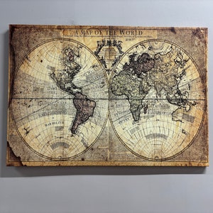 Living Room Wall Art, Wall Decor, Canvas Home Decor, Old World Map, Map Canvas Print, Old Map Wall Decor, Vintage World Map Canvas Gift,