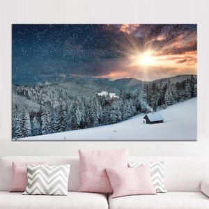 Canvas Wall Art, Canvas, 3D Wall Art, Nature Landscape Canvas Decor, View Art, Nature Wall Art, Winter Wall Decor,