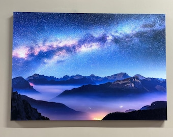 Large Wall Art, Wall Art Canvas, Wall Decor, Cosmos Printed, Starry Sky Canvas Poster, Galaxy Canvas Print, Night Wall Decor,