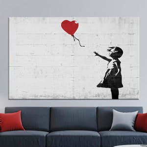 Canvas Decor, Canvas Gift, Large Canvas, Banksy Red Balloon Canvas Poster, Contemporary Canvas Art, Abstract Canvas Poster,