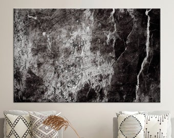 Black Marble Texture Canvas Art: Modern Stone Wall Decor