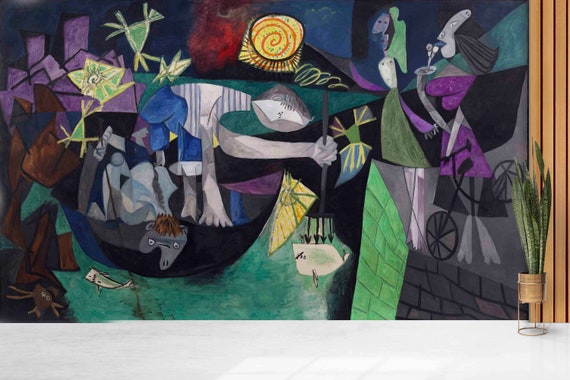 Pablo Picasso Night Fishing at Antibes Wall Paper Peel and - Etsy