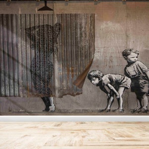 Papel de pared 3d, papel de pared moderno, papel de pared brillante, arte de pared de ducha Banksy Lady, póster de pared abstracto, impresión de pared de Banksy,