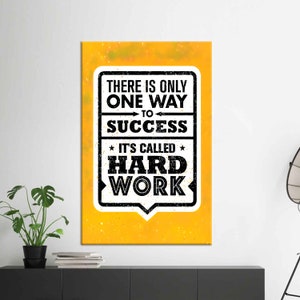 Large Canvas, Large Wall Art, Canvas Art, Hard Work, Success Printed, Positive Canvas Gift, Quote Poster, Workplace Art,