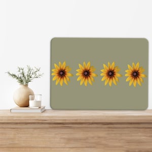 Floral Tempered Glass Cutting Board: Yellow Flower Botanical Serving Board