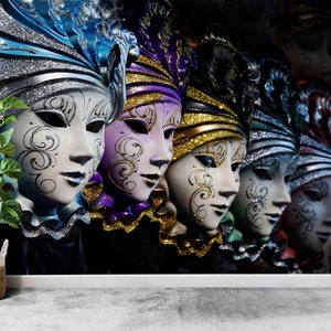 Venetian Mask,Modern Wall Paper,Paper Wall ArtCustom Wall Paper,Modern Wall Mural,Abstract Wall Paper,Shimmery Mural,