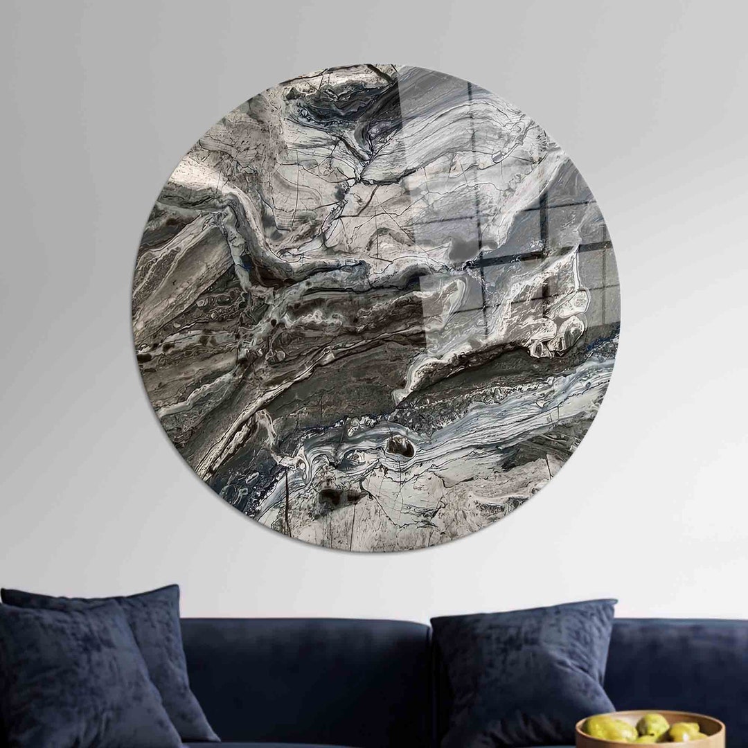 Tempered Glass, Wall Art, Mural Art, Black and Gray Stone Wall Art