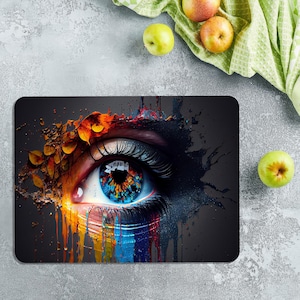 Eye Chopping Board, Modern Cutting Board, Abstract Eye Cutting Board, Eye Illustration Chopping Board, Meat Cutting Board, Tempered Glass,