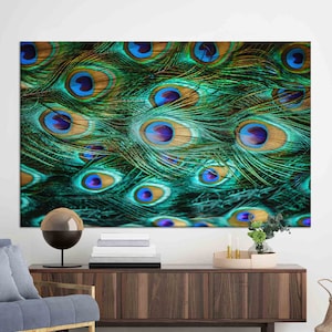 Colorful Peacock Feather, Personalized Gifts, Canvas Print, Modern Wall Decor, Canvas, Peacock Feather Art Canvas,
