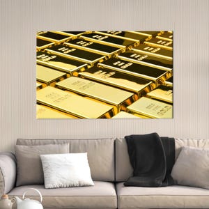 Handgemachtes Geschenk, Büro Leinwand Geschenk, Goldene Leinwand Poster, Moderne Leinwand Geschenk, Goldene Bars Kunstwerk, Große Leinwand, Geschenk für Ihn,