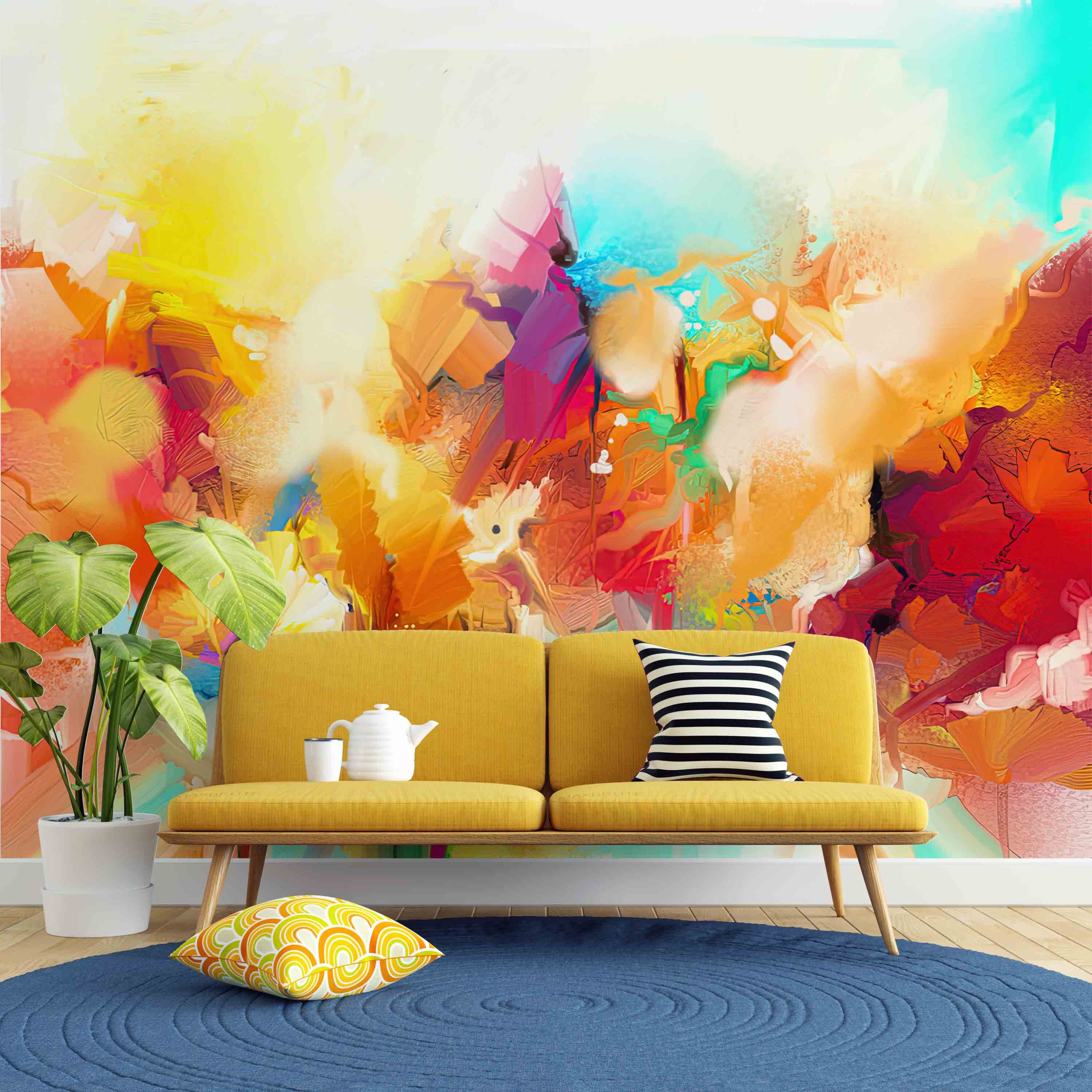 Abstract Colorful Painting Wallpaper - Peel and Stick Wall Art - Etsy