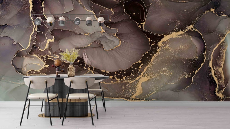 Modern Marble Wallpaper: Shimmery 3D Wall Art, Custom Mural - Etsy