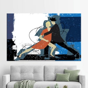 Canvas Decor, 3D Canvas, Living Room Wall Art, Couple Doing Tango, Abstract Canvas Print, Dancing Couple Canvas Art,