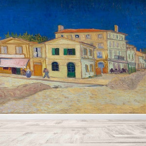 Night Landscape Wall Poster,Custom Wall Paper,The Yellow House,3d Wall Paper,Wall Paper Peel and Stick,Oil Painting Print,