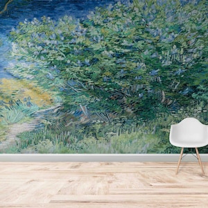 Van Gogh Lilac Bush Wallpaper Mural: Landscape Wall Art