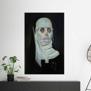 Canvas Art, Canvas Print, Wall Art Canvas, Scary Nun Wall Art, Abstract Nun Canvas Art, Nun Poster, Horror Nun Art, Scary Nun Printed,