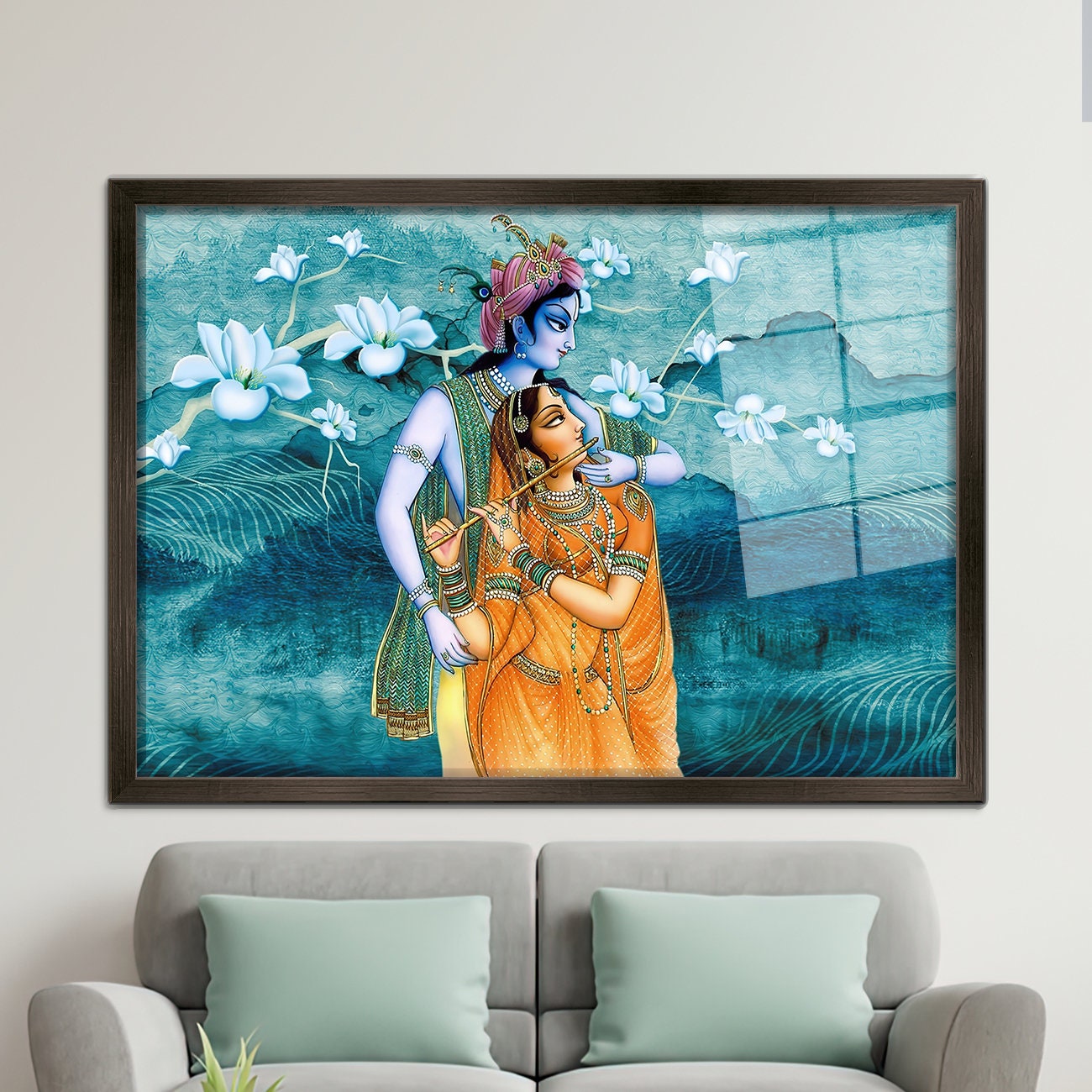 Mural Art, Glass Wall Art, Glass Art, Radha Krishna Hindu Couple, Reproduction Glass Decor, Indian Wall Decoration, Famous offers Glass,