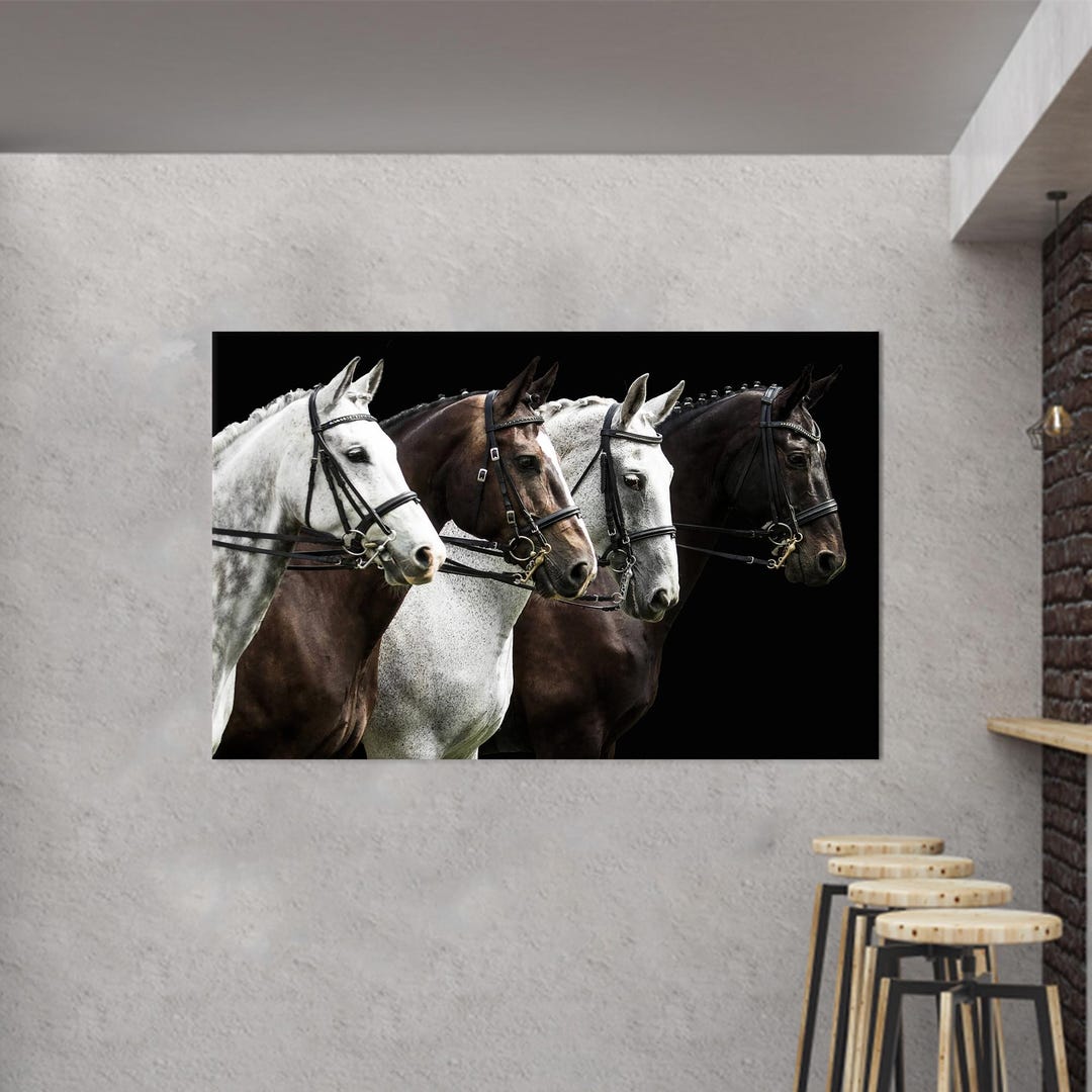 Four White Horses Canvas Art Print: Farmhouse Wall Decor - Etsy