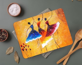 Personalized Ballerina Tempered Glass Cutting Board: Modern Colorful Chopping Board