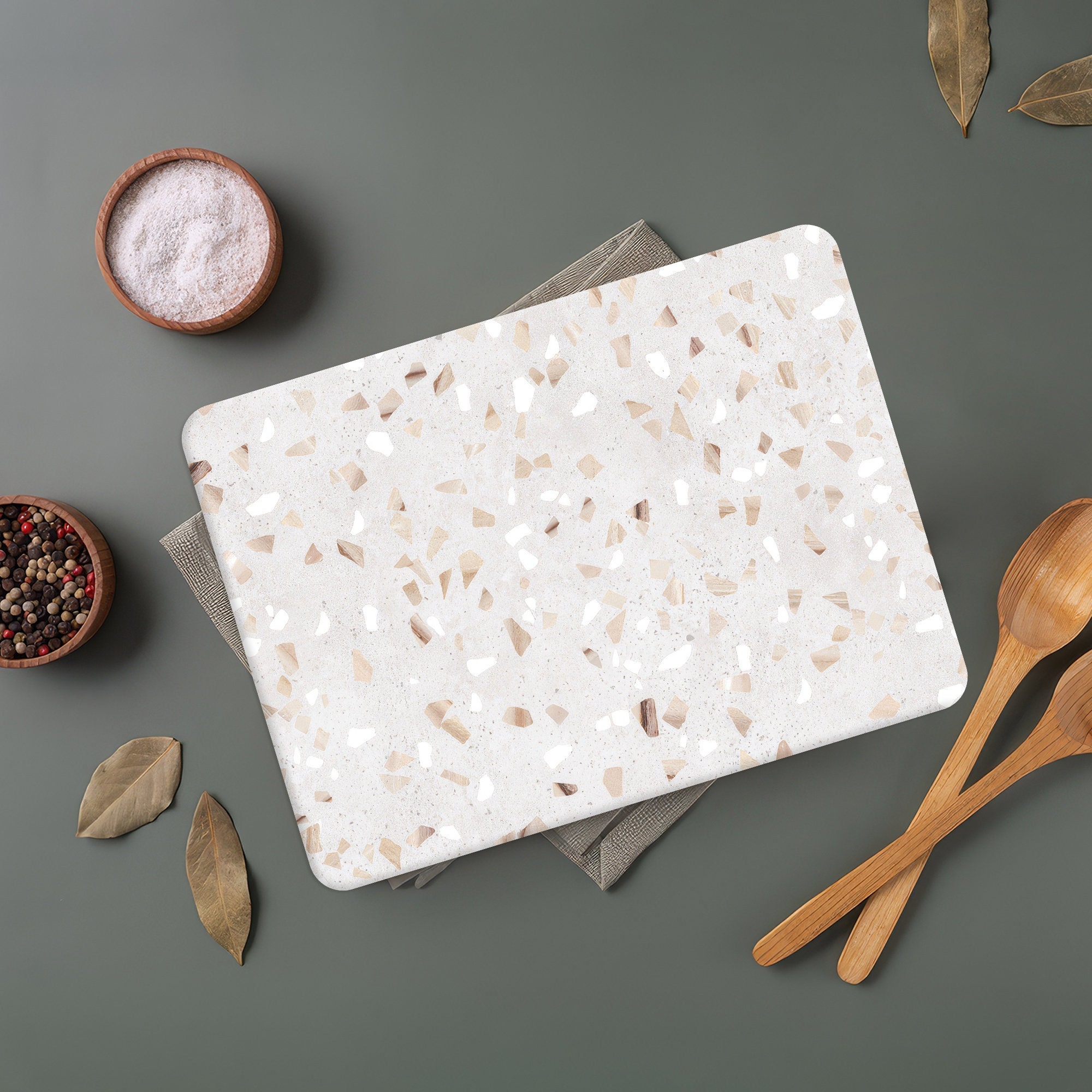 Terrazzo Pattern Chopping Board, Faux Terrazzo Serving Board, Soft Tones Serving Board, Modern Chopping Board, Tempered Glass UV Print,