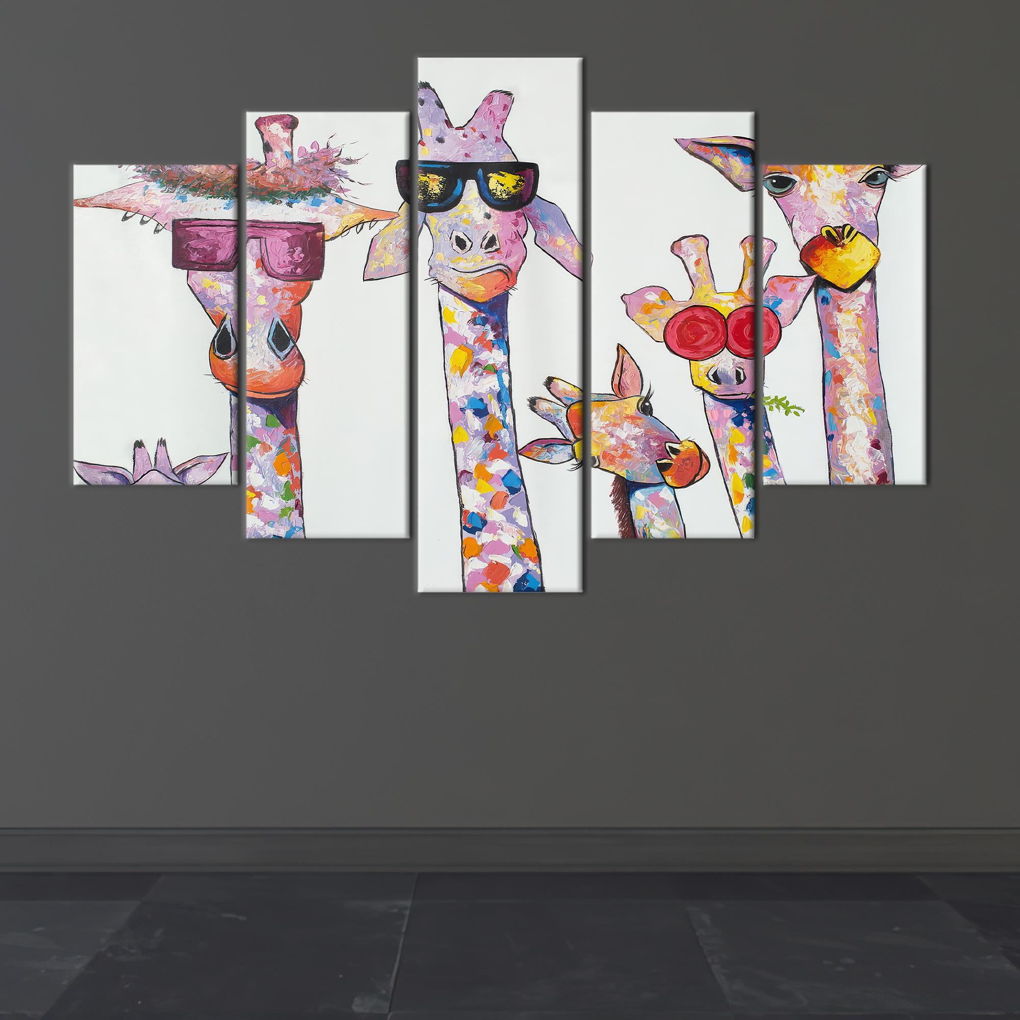 Giraffe Family Canvas Art: Abstract Animal Artwork, Bedroom Decor - Etsy