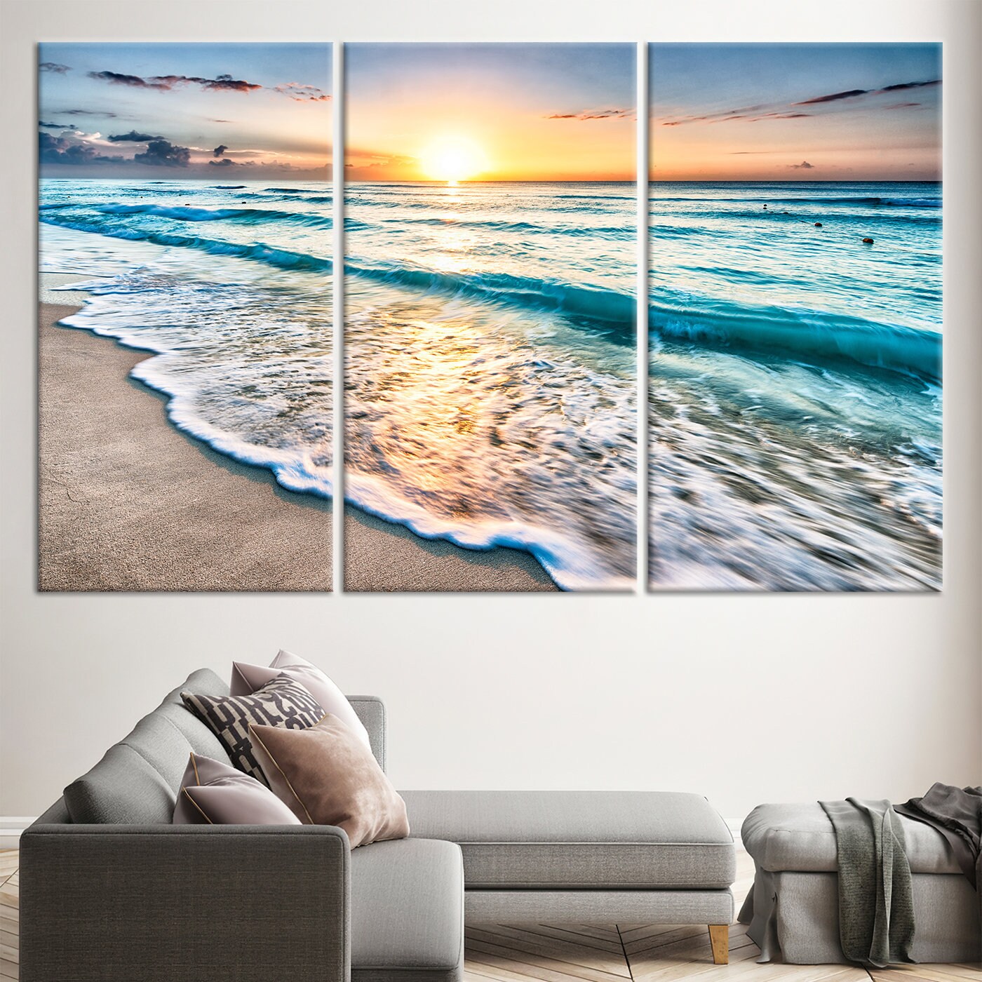 Beach View Canvas Poster Landscape Printed Wall Art Canvas Etsy