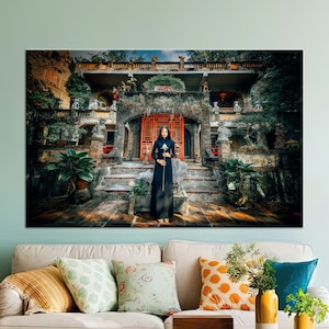 Arte de pared grande, arte de lienzo, decoración de pared, impresión de lienzo de mujer, impresión de lienzo asiático, lienzo de mujer asiática, cartel abstracto, arte de pared de niña asiática,