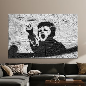 Wall Art, 3D Wall Art, Canvas Art, Banksy Bad Boy Canvas, Abstract Printed, Painting Canvas Gift, Middele Finger Canvas Gift,