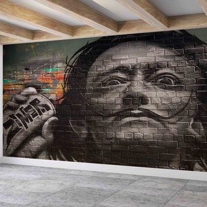 Carta da parati luminosa,Carta da parati personalizzata,Carta da parati 3D,Dipinto di graffiti di Salvador Dali,Murale di Salvador Dali,Dipinto murale di graffiti,