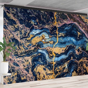 Stampa murale astratta, Carta da parati luminosa, Opere d'arte in marmo colorato, Carta da parati personalizzata, Arte della parete in carta Murale alla moda,