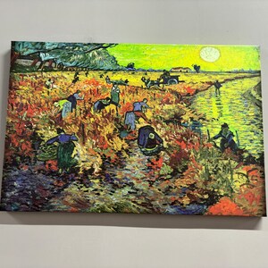 Wall Art, 3D Canvas, Wall Art Canvas, The Red Vineyard 1888, Van Gogh Canvas Poster, Famous Art, Field Landscape Poster,
