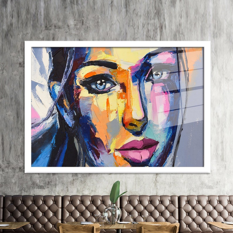 Abstract Woman Face Glass Art: Tempered Glass Wall Decor - Etsy