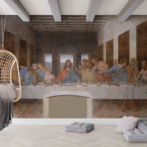 Art mural en papierPapier peint personnalisé, La Cène, Papier peint autocollant, Célèbre décoration murale, Reproduction de papier peint,