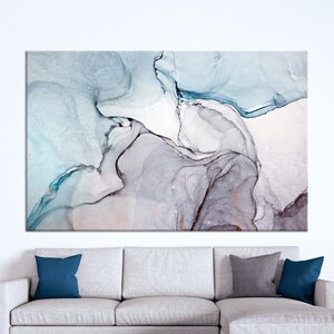 Large Canvas, 3D Wall Art, Large Wall Art, Modern Canvas Art, Blue Poster, Marble Canvas Print, Alcohol Ink Printed, Pruple Canvas Art,