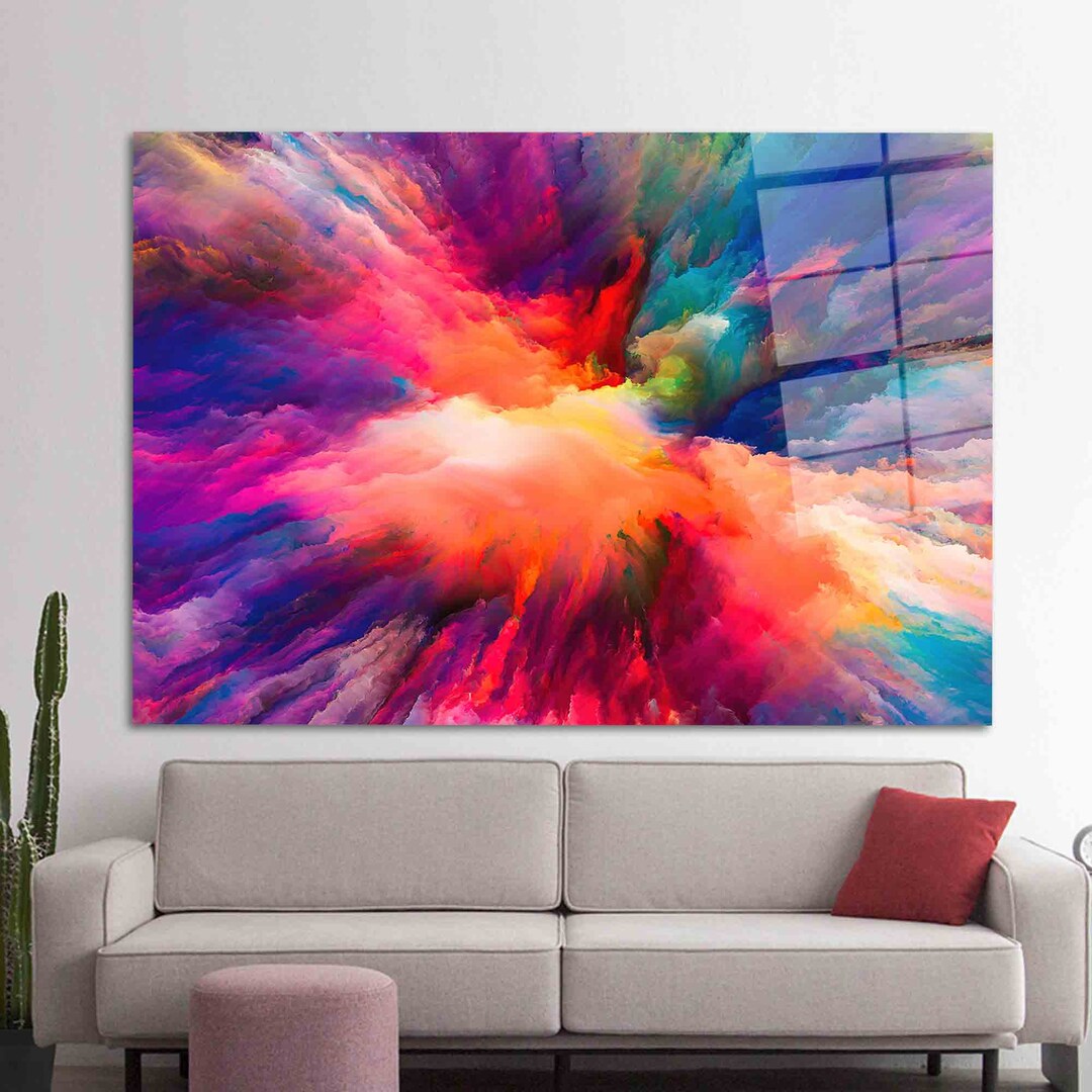 Mural Art, Glass Art, Wall Decoration, Abstract Color Glass Printing