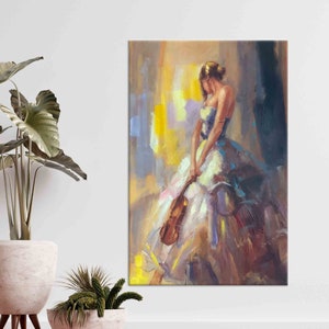 Woman With Violin, Wall Decor, Gift for Her, Violin Wall Decor, Canvas Home Decor, Violinist Gift Art Canvas, Modern 3D Canvas,