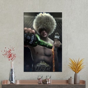 Große Wandkunst, Leinwand Geschenk, 3D Wandkunst, Khabib Nurmagomedov, Mann Höhle Leinwand Geschenk, berühmte Kunst, Weltmeister Leinwanddruck,