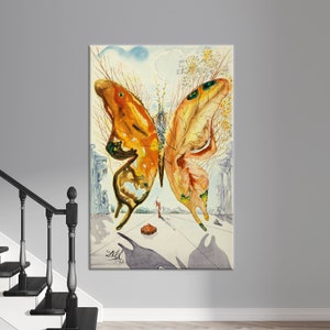 Canvas, Living Room Wall Art, Large Canvas, Salvador Dali Venus Butterfly, Butterfly Wall Art, Dali&#39;s Butterflies Canvas Poster,