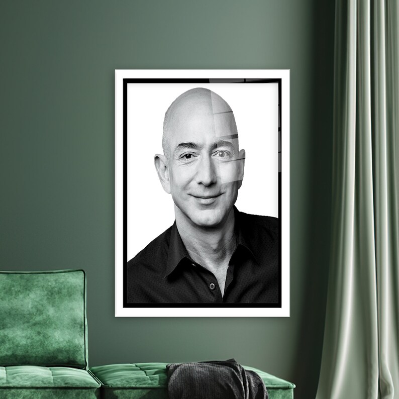 Jeff Bezos Portrait Glass Wall Art: Famous Wall Decoration - Etsy